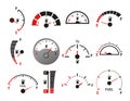 Fuel indicator with arrow set realistic vector automobile dashboard petrol engine control