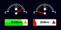 Fuel indicator Meter. Fuel gauge. Electric vehicle charge indicator