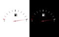 Fuel indicators gas meter. Gauge vector tank full icon. Car dial petrol gasoline dashboard on black and white background