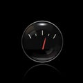 Fuel level indicator. Round black car dashboard 3d device. Vector illustration on black background Royalty Free Stock Photo