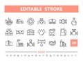 Fuel 20 line icons. Vector illustration in line style. Editable Stroke, 64x64, 256x256, Pixel Perfect. Royalty Free Stock Photo