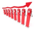 Fuel market: red petrol pumps chart Royalty Free Stock Photo