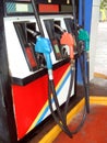 Fuel nozzles. fuel pumps. service, petrol, or gas station Royalty Free Stock Photo