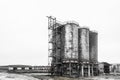 Fuel old chemical tank barrel oil in an industrial abandoned plant