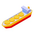 Fuel pipe ship icon isometric vector. Gas carrier vessel