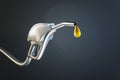 Fuel pistol pump nozzle with petrol drop on backdrop. 3D Rendering Royalty Free Stock Photo