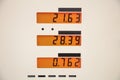 Fuel prices sign at the service station. Royalty Free Stock Photo