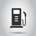 Fuel pump icon in flat style. Gas station sign vector illustration on white isolated background. Petrol business concept Royalty Free Stock Photo