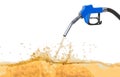 Fuel pump nozzle with petrol, 3D rendering Royalty Free Stock Photo