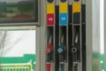 Fuel pumps on the petrol filling gas station