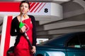 Fuel station woman Royalty Free Stock Photo