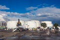 fuel tank with aircraft petrol at Frankfurt international airport Royalty Free Stock Photo