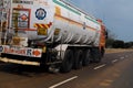 A fuel tanker moving on the national highway