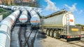 Fuel tankers . Tank for the carriage of liquid and dangerous goods Royalty Free Stock Photo