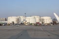 Fuel tanks at the frankfurt international airport with aircraft petrol Royalty Free Stock Photo