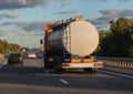 Fuel truck moves along highway Royalty Free Stock Photo