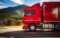 Fuel truck rushes down the highway in the background the Alps. T Royalty Free Stock Photo