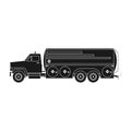 Fuel truck transportation vector icon illustration solid black. Vehicle transport industry gasoline trailer isolated white lorry Royalty Free Stock Photo