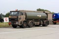 Fuel truck and warning sign