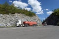 Fuel trucks on the pass Chike-Taman.Chuysky tract.