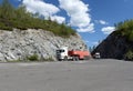 Fuel trucks on the pass Chike-Taman.Chuysky tract.