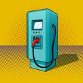 Fueling for electric vehicles pop art style vector