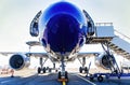 Fueling and final checking aircraft before taking off Royalty Free Stock Photo