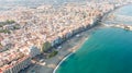 Fuengirola Spain, Aerial view on Coast of sea and buildings. Drone photo of coastal town Royalty Free Stock Photo