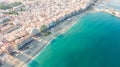 Fuengirola Spain, Aerial view on Coast of sea and buildings. Drone photo of coastal town Royalty Free Stock Photo