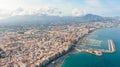 Fuengirola Spain, Aerial view on Coast of sea and buildings. Drone photo of coastal town Royalty Free Stock Photo