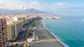 Fuengirola Spain, Aerial view on Coast of sea and buildings. Drone photo of coastal town Royalty Free Stock Photo