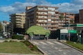 FUENGIROLA, SPAIN - 23 NOVEMBER 2022 Seat 600 statue at a roundabout in the city of Fuengirola, in the province of Malaga in the