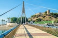 The modern bridge `Puente de la Armada Espanola`, inaugurated in 2006 in Fuengirola, Andalusia, Spain Royalty Free Stock Photo