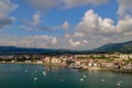 Fuentarrabia, Spain - View to the village from the french side of the Bidassoa river Royalty Free Stock Photo