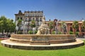 Fuente de Sevilla, fountain at the Puerta de Jerez square in Seville, Andalusia Spain