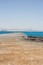 Landing jetty Isla Los Lobos towards the Las Dunas Royalty Free Stock Photo