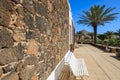 Canary style buildings and tropical plants in La Oliva village Heritage Art Center, Fuerteventura, Canary Islands, Spain Royalty Free Stock Photo