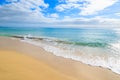 Ocean wave on tropical sandy Jandia beach, Morro Jable, Fuerteventura, Canary Islands, Spain Royalty Free Stock Photo