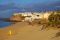 FUERTEVENTURA, SPAIN - FEBRUAR 20, 2019: View on the village Morro Jable on the Canary Island Fuerteventura