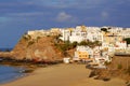 FUERTEVENTURA, SPAIN - FEBRUAR 20, 2019: View on the village Morro Jable on the Canary Island Fuerteventura