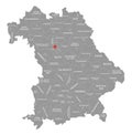Fuerth city red highlighted in map of Bavaria Germany Royalty Free Stock Photo