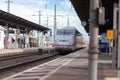 Intercity-Express train from Deutsche Bahn passes train station fuerth in germany Royalty Free Stock Photo