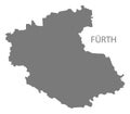 Fuerth grey county map of Bavaria Germany Royalty Free Stock Photo