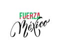 Fuerza Mexico lettering Independence day Mexican vector national symbol flag color Royalty Free Stock Photo