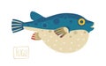 Fugu (pufferfish), cartoon style Royalty Free Stock Photo