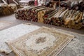 Carpet shop in Masafi Friday market on Dubai-Fujairah road Royalty Free Stock Photo