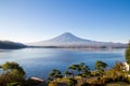 Fuji japan,fuji mountain at kawaguchiko lake snow landscape Royalty Free Stock Photo