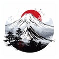 Fuji mountain in black and red Royalty Free Stock Photo