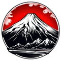 Fuji mountain in black and red Royalty Free Stock Photo