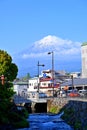 Fuji mountain and blue sky background in sunny day spring, fujinomiya city, Shizuoka, Japan Royalty Free Stock Photo